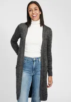 OXMO OXPhiletta Damen Lange Strickjacke Grobstrick Cardigan Longstrickjacke aufgesetzte Taschen 100% Baumwolle Regular fit