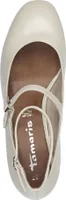 Tamaris Damen Pumps Lack Riemchenpumps Fesselriemen Blockabsatz 1-22331-44, Größe:39 EU, Farbe:Beige