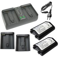 Trade-Shop 3in1 Set: 2x Li-Ion Akku + Dual-Ladegerät inkl. BA-T10 BA-T20 Ladeschalen kompatibel mit D6 D4 D4S D5 Z9 D850 Digicam Kamera