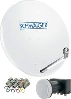 SCHWAIGER 531 SAT systém Satelitný komplet Satelitná anténa Quad LNB digital 8X F-plug 7mm SAT anténa Hliníková kompletná sada Svetlo šedá 74,5 x 84cm