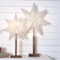 STAR TRADING Żyrandol stojący w kratkę 70cm Ø43cm beżowy