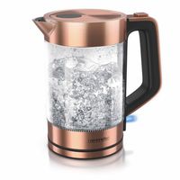 Arendo Edelstahl Glas Wasserkocher 1,7 Liter mit Cool-Touch-Griff Solid Kupfer 2200 W