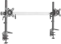 HFTEK MP220C-XN - Elegante Zweifache Monitorhalterung für Tisch, Optimiert für Bildschirme bis 27 Zoll und 5 kg, Flexibel und Raumoptimierend