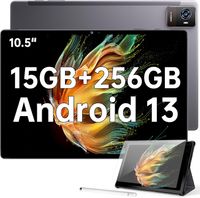 Tablet Android 13, 15GB RAM + 256GB ROM Gaming PC mit Touchstift, 10,5 Zoll, 8250mAh Akku 1920 * 1200 FHD Tablets, Widevine L1/Octa-Core/Dual SIM