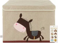Bieco Aufbewahrungsbox Esel - Aufbewahrungsbox mit Deckel Stoff Kinder Kiste für Kinderspielzeug Regal Kinderzimmer Kiste für Spielzeug mit Deckel Aufbewahrungsbox für Kinder Spielzeug Kiste Truhe