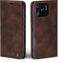 Handy Hülle für Xiaomi Redmi 10C Klapphülle Bookcase Flip Cover Handy Tasche Etui Farbe: Dunkelbraun