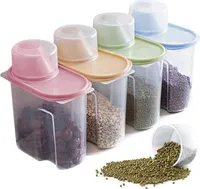 Vorratsdose PP, 4-tlg. Vorratsbehälter Set, Aufbewahrungsbox Küche mit Deckel, Küche Organizer, Vorratsgläser, Frischhaltedose, für Müsli, Cornflakes