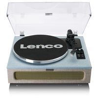 Lenco LS-440 - Plattenspieler 4 eingebaute Lautsprecher - 40 Watt RMS - Bluetooth® 5.0 - Riemenantrieb - Pitch Control Stoffbezug Beige/Hellblau