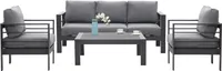MeXo von GLP HOME Lounge Gartenmöbel 4-Teilige Aluminium Wetterfest für 4-5 Personen, (Gartenlounge Set, Balkonmöbel Set Kleiner Balkon, Essgruppe mit Kissen, 3-Sitzer-Sofa, 2 Sessel, 1 Tisch), Gartengarnitur Sitzgruppe für Terrasse Garten Indoor Outdoor