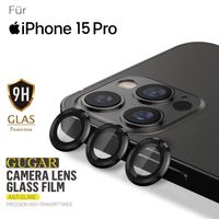 Für iPhone 15 Pro (6.1") - Hinten Kamera Schutzglas Schwarz Rahmen Panzerglas Linsenschutz Objektivglas Aluminium Linse mit Schutzglas