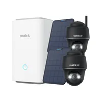 Reolink Argus PT Ultra + SP 2Pack mit Home Hub, 4K 8MP Überwachungskamera Aussen Outdoor Akku, 5/2,4 GHz, 360° Schwenkbar, Farbnachtsicht, Schwarz
