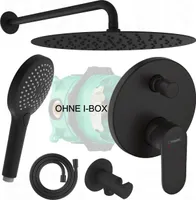 HANSGROHE VERNIS BLEND | BOFLER Unterputz Duschsystem #45-O, Armatur, Regendusche Ø30cm, Handbrause, Brauseschlauch, Brausehalter, Arm, matt schwarz