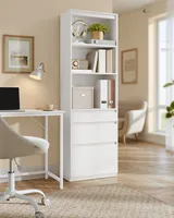 VASAGLE Bücherregal, Hochschrank, 3 Schubladen, verstellbare Ablagen