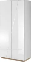 Kleiderschrank , Garderobenschrank, FU-01. Breite 90 cm. Soft Close Funktion. Push To Open Funktion.  Farbe Weiß/Eiche Riviera