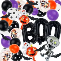 Halloween dekorace sada girlanda latexové fóliové balónky kostra nápisy