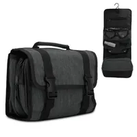 Intirilife Reisetasche in SCHWARZ – Faltbarer Kulturbeutel aufhängbar mit Kunststoff Schnallen, vielen Aufbewahrungsmöglichkeiten und Tragegriff Reisetasche geeignet für Reisen, Urlaub uvm.