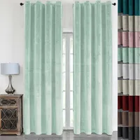 2 Stück Vorhang Samt Blickdicht mit Kräuselband 140x245 Vorhänge Gardine Gardinen mit Universalbandaufhängung Antikgrün 2er Pack
