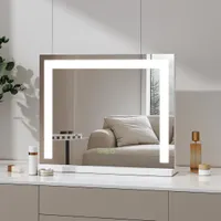 Meykoers LED Schminkspiegel mit Beleuchtung, 50 x 42 cm Kosmetikspiegel mit 3 Lichtfarben, Hollywood Kosmetikspiegel, Dimmbar, Touch, Weiß