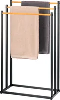 eluno Stand-Handtuchhalter freistehend, 3 Stangen, Handtuchständer, Bambus, schwarz