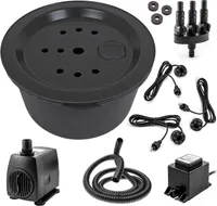 CLGarden Springbrunnenbecken Set mit 90 Liter Becken und GFK Abdeckung Springbrunnen Pumpe SP3 DIY LED Belechtung Springbrunnenbecken