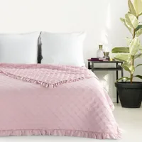 Steppdecke Vanesa gesteppte Bettdecke einfarbige Decke Zweiseitiger Überwurf rosa 200 cm cm x 220 cm rosa
