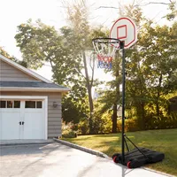 Yaheetech Basketballkorb mit Ständer Basketballkorb Set Basketballanlage Outdoor & Indoor Tragbar Korbanlage Höhenverstellbar  von 196 bis 251 cm Rot