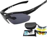 IntiMeg Polarisierte Fahrradbrille mit 5 Wechselgläsern TR90-Rahmen, Schwarz