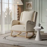 ProximaX Leinen-Loungeschaukelstuhl mit Kopfkissen, mit Taschen an beiden Seiten der Armlehnen, beige