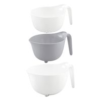 Koziol Mixxx Rührschüssel, 3er Set, Schüssel, Küchenschüssel, Sieb, Weiß / Cool Grey, 16.8 cm, 3859801