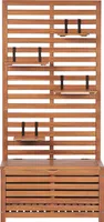 BELIANI Gartenbank Hellbraun Akazienholz 90 cm mit Stauraum und Wandpaneel Rustikaler Stil Terrasse Balkon Outdoor Möbel Garten Ausstattung