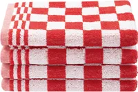 4er Set Küchenhandtuch / Geschirrtuch, Baumwolle, Frottee, 50x50 cm, rot kariert