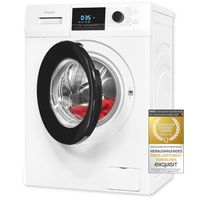 Exquisit Waschmaschine WA58214-340A weiss | 8 kg Fassungsvermögen | Energieeffizienzklasse A | 16 Waschprogramme | Kindersicherung | Startzeitvorwahl