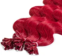 hair2heart Premium Predĺženie ľudských vlasov Vlnité - 25 prameňov 0,8g 40cm 0/44 červená intenzívna