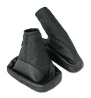 Schaltsack und Handbremsmanschette schwarz perforiert passend für OPEL CORSA C 100% ECHT LEDER