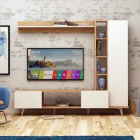 Skye Decor, Rambuty- RambutyMDD, Eichenfarbig,,Weiß, TV-Schränke, 15x140x25 cm, 100% Melaminbeschichtete Partikelplatte
