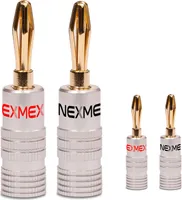 4x NEXMEX Bananenstecker 24K vergoldet High End Stecker für Kabel bis 6mm²