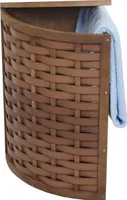 Rohový koš na prádlo HWC-H87, box na prádlo, koš na prádlo, dřevo 70L 66x53x38cm  hnědý