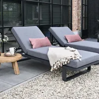 Sonnenliege Saint-Martin Grau Gartenliege Liegestuhl klappbar Rückenlehne Relaxliege Strandliege Liege Stuhl Aluminium Textilien