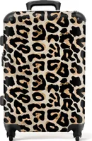 NoBoringSuitcases.com Tvrdý kufor strednej veľkosti 67x43x25 cm, 72L, potlače pre ženy: Béžová, čierna - potlač pantera, cestovný kufor so 4 kolieskami
