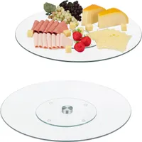 relaxdays 2 x Glas Servierplatte drehbar