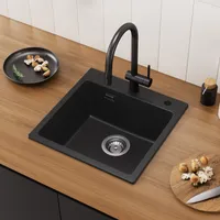 CECIPA Granitspüle Grau Küchenspüle Granit Spülbecken Spüle Granit 45x45