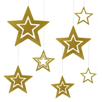 Folien-Sternenkette gold 10 cm Ø, 200 cm, 2 Stück