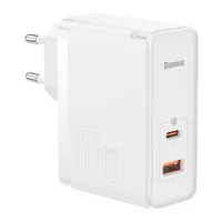 Wandladegerät Baseus GaN5 Pro USB-C + USB, 100 W + 1 m Kabel (weiß)