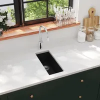 vidaXL Kuchynský drez s prepadom Čierna žula