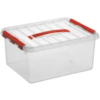 Sunware Aufbewahrungsbox Q-Line inkl. Deckel 15 L transparent/rot