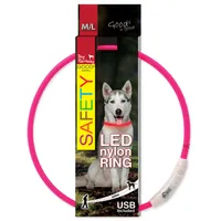 Obojek DOG FANTASY LED nylonový růžový M-L 1 ks