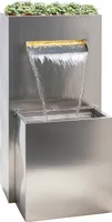 Dehner Gartenbrunnen Dallas, Terassenbrunnen frostbeständig, Brunnen für Außen, mit LED Beleuchtung, ca. 89 x 46 x 44 cm, Edelstahl, silber