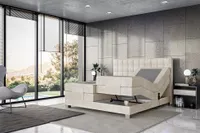 MEBLINI Boxspringbett Elektrisch Verstellbar - Gepolstert Doppelbett mit Matratzen und Toppers - Polsterbett - Bett mit Kopfteil - EDISON - 180x200 - H3/Creme Samt