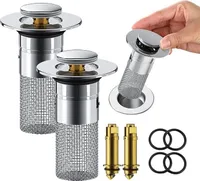 2er-Set Waschbecken-Stöpsel mit Haarfänger, Pop-up Abflussfilter aus Edelstahl mit herausnehmbarem Filterkorb, ideal für Waschbecken als Ersatz.