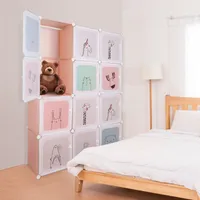 Kinder Kleiderschrank Steckregal Kunststoff DIY Regalsystem Garderobenschrank Aufbewahrungsschrank 110x145x37cm Rosa